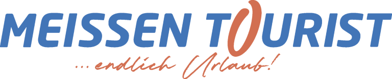 Logo der Meissen Tourist GmbH mit blauer Schrift und einem orangefarbenen Akzent.